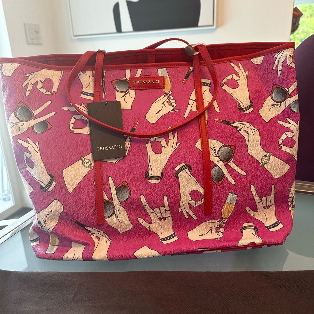 Bnwt Trussardi Pink Tote Oversized Handbag Purse Champagne Sunglasses Rolex